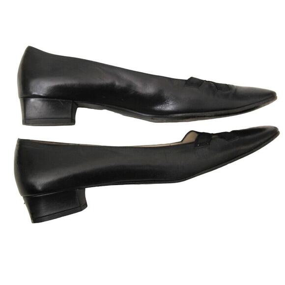 Salvatore Ferragamo Black Leather Elastic Crisscross Square Toe Pumps - Picture 3 of 9